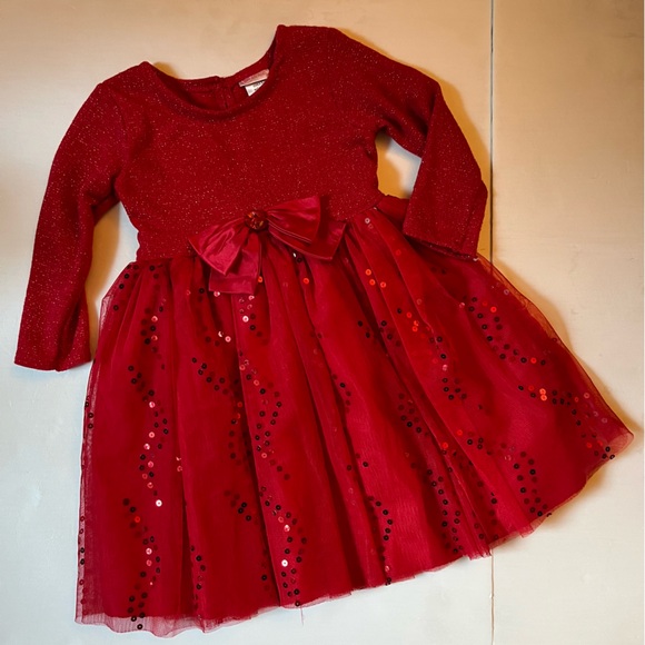 Youngland Red Sequin Knit Dress Girls Size 5 - Picture 1 of 6